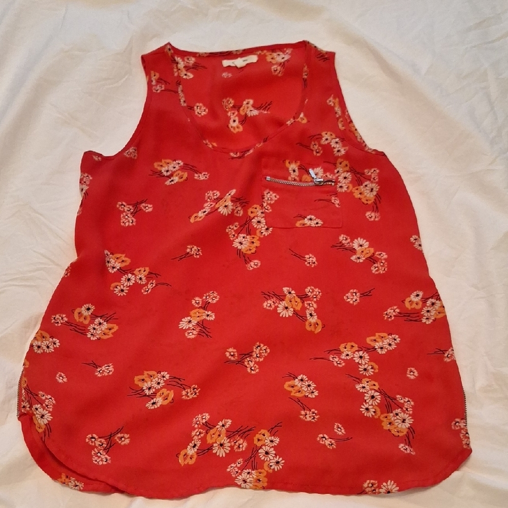 Floral Red Sleeveless Top